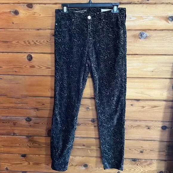 AG for Anthropologie paisley print velvet The Stevie High Waist ankle pant 29 - Picture 3 of 12